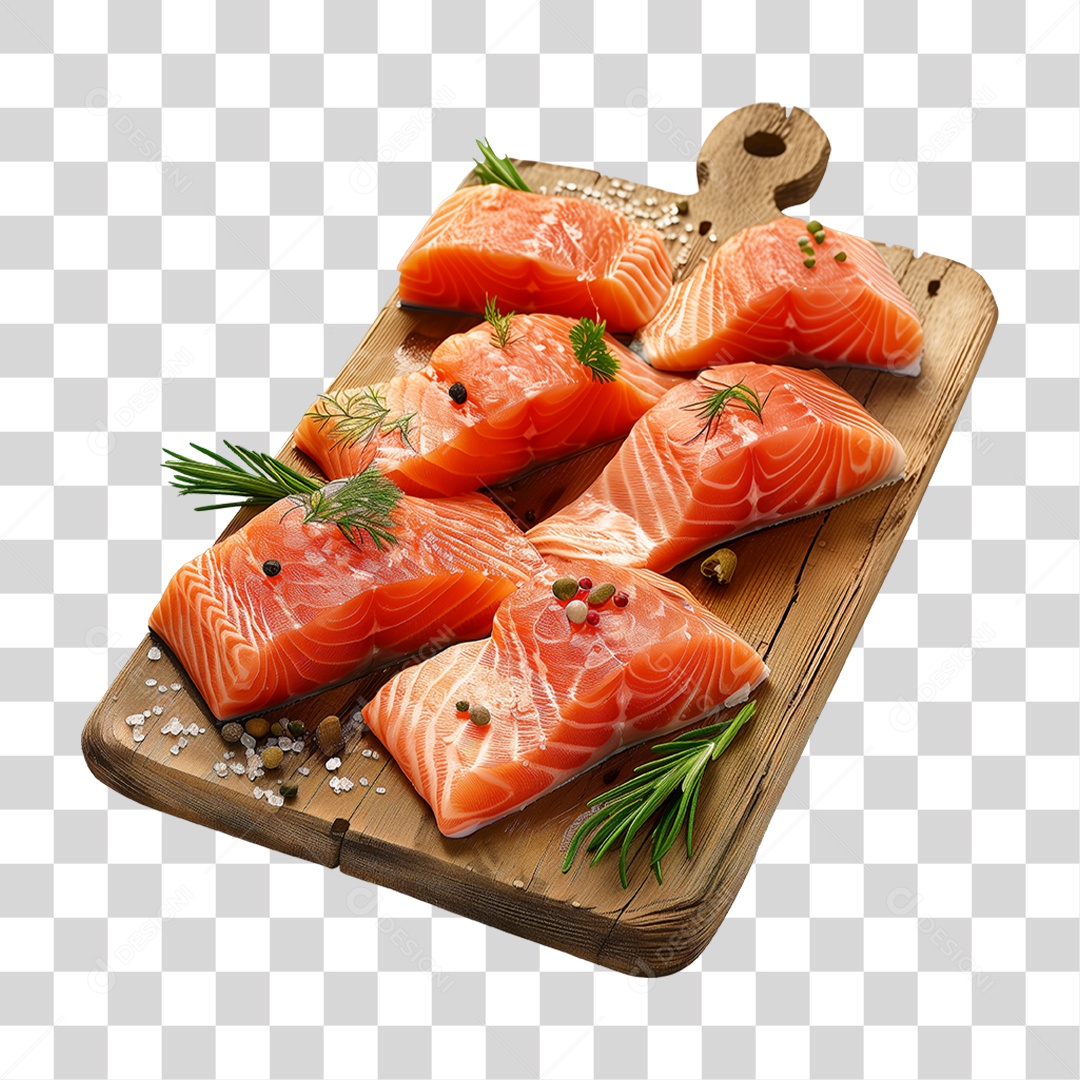 Salmão Tábua Madeira Sushi PNG Transparente