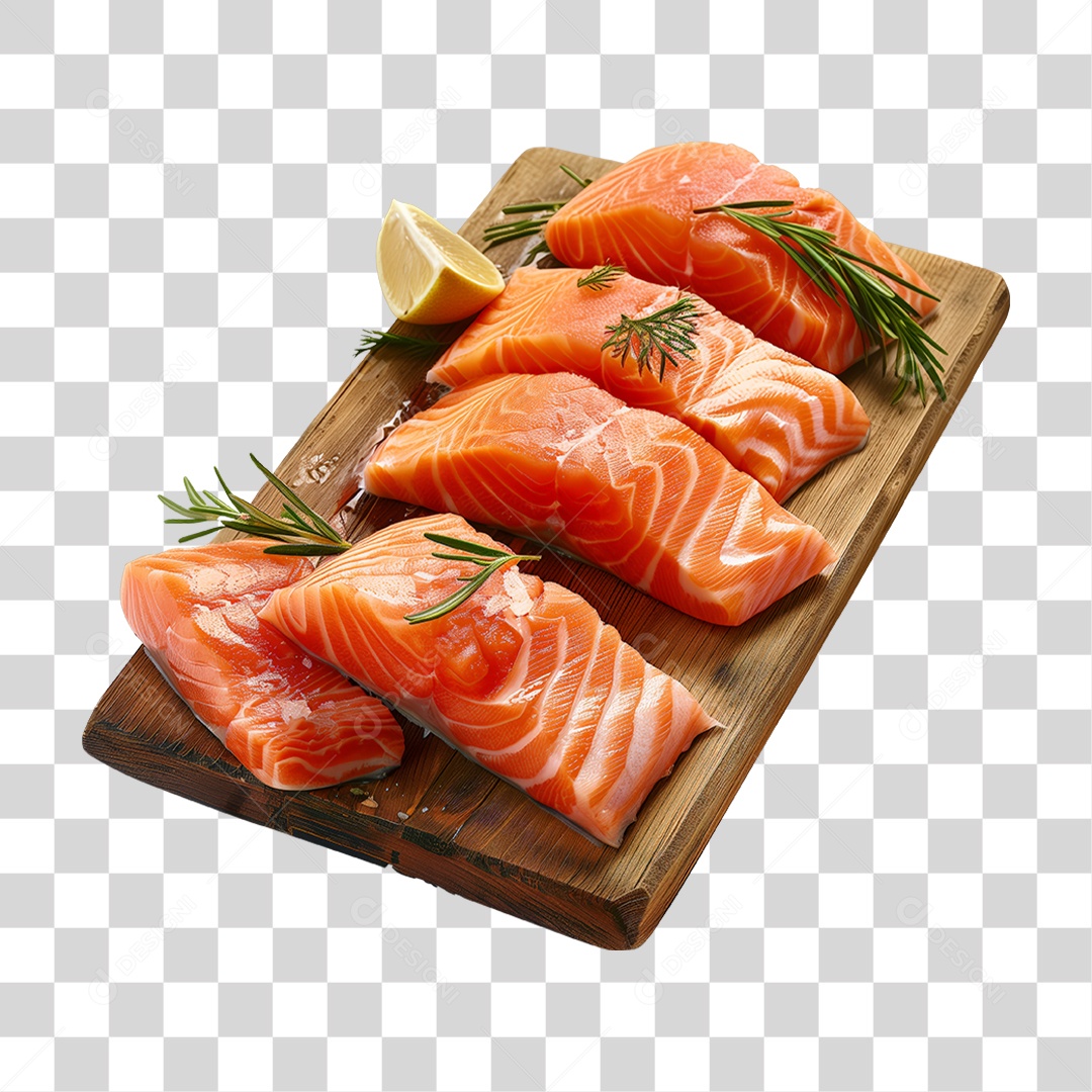 Salmão Tábua Madeira Sushi PNG Transparente
