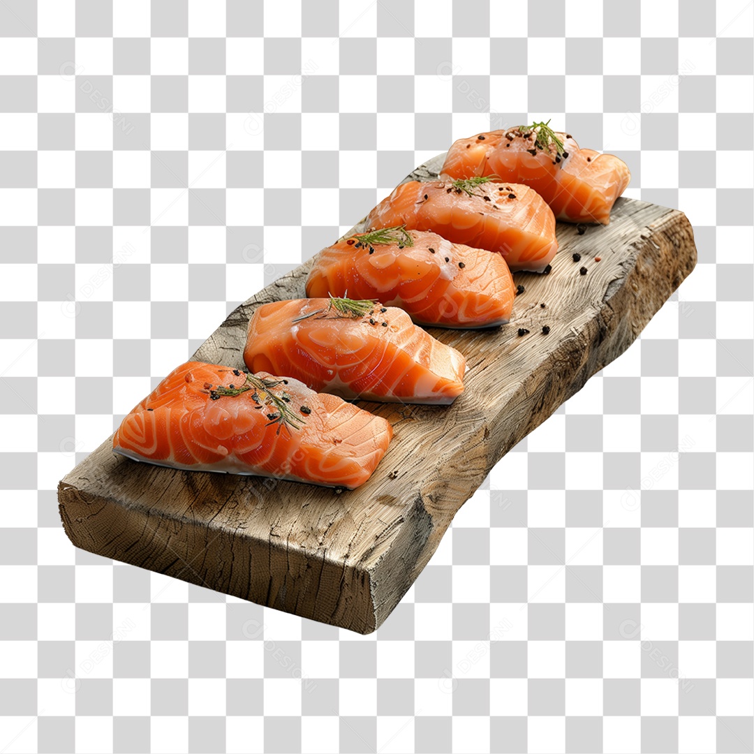 Salmão Tábua Madeira Sushi PNG Transparente
