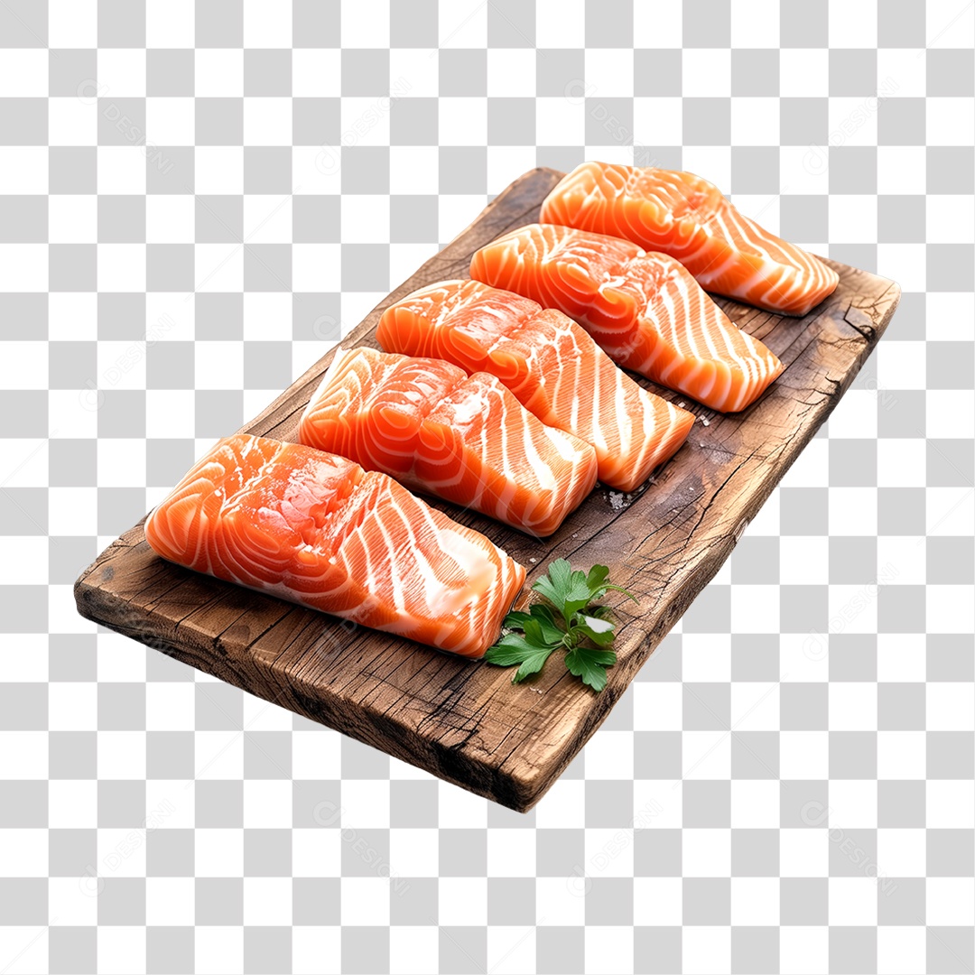 Salmão Tábua Madeira Sushi PNG Transparente