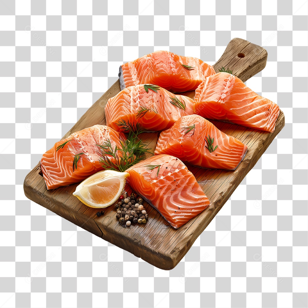 Salmão Tábua Madeira Sushi PNG Transparente