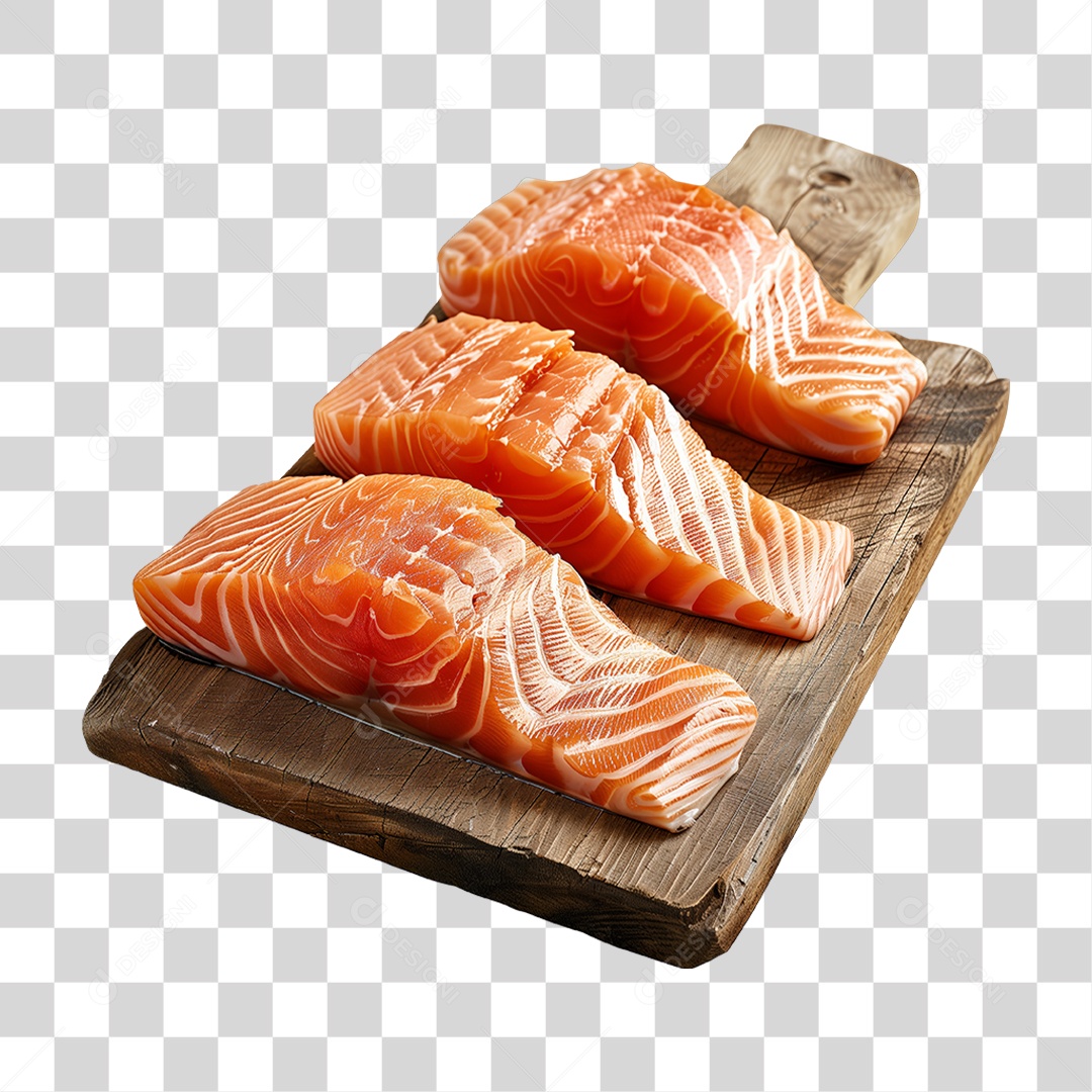 Salmão Tábua Madeira Sushi PNG Transparente