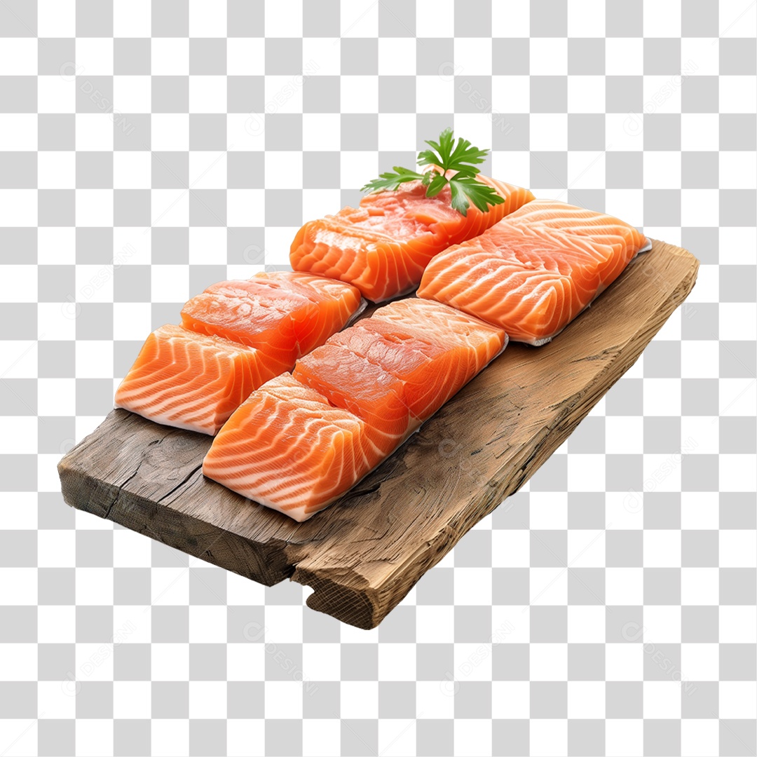 Salmão Tábua Madeira Sushi PNG Transparente