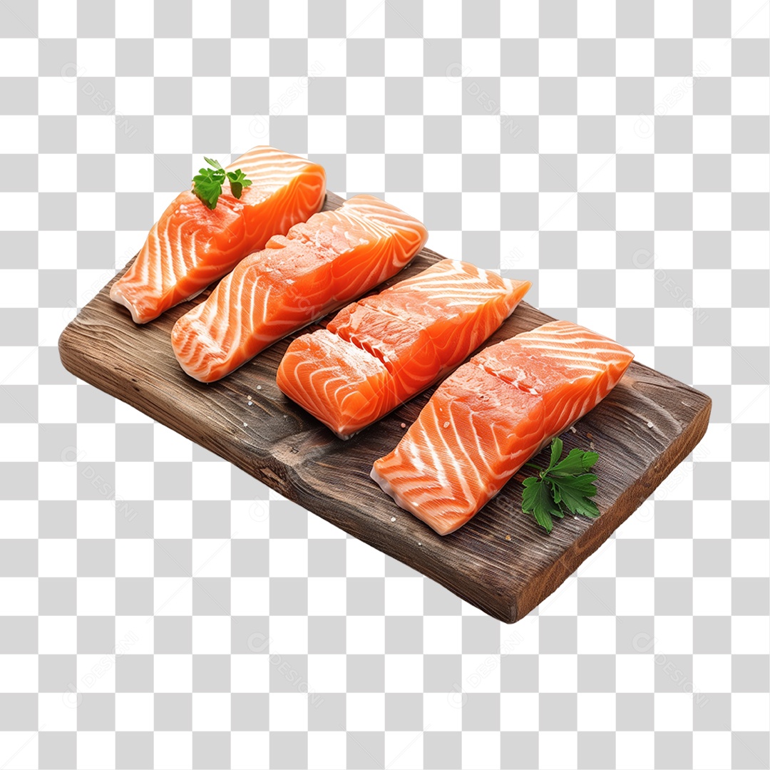 Salmão Tábua Madeira Sushi PNG Transparente