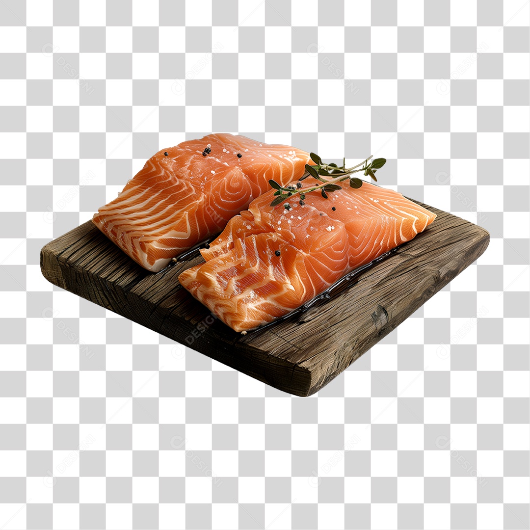 Salmão Tábua Madeira Sushi PNG Transparente