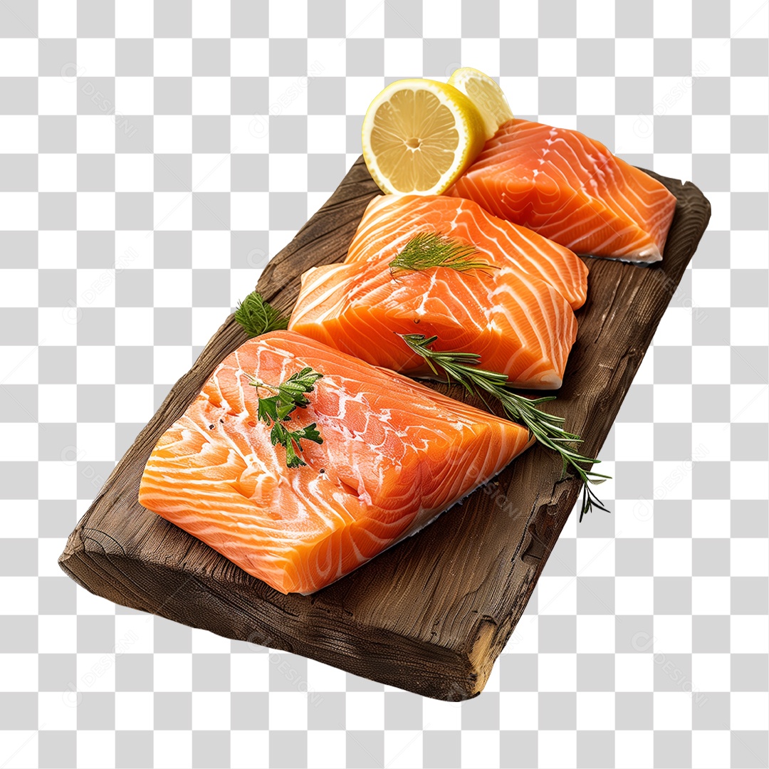 Salmão Tábua Madeira Sushi PNG Transparente