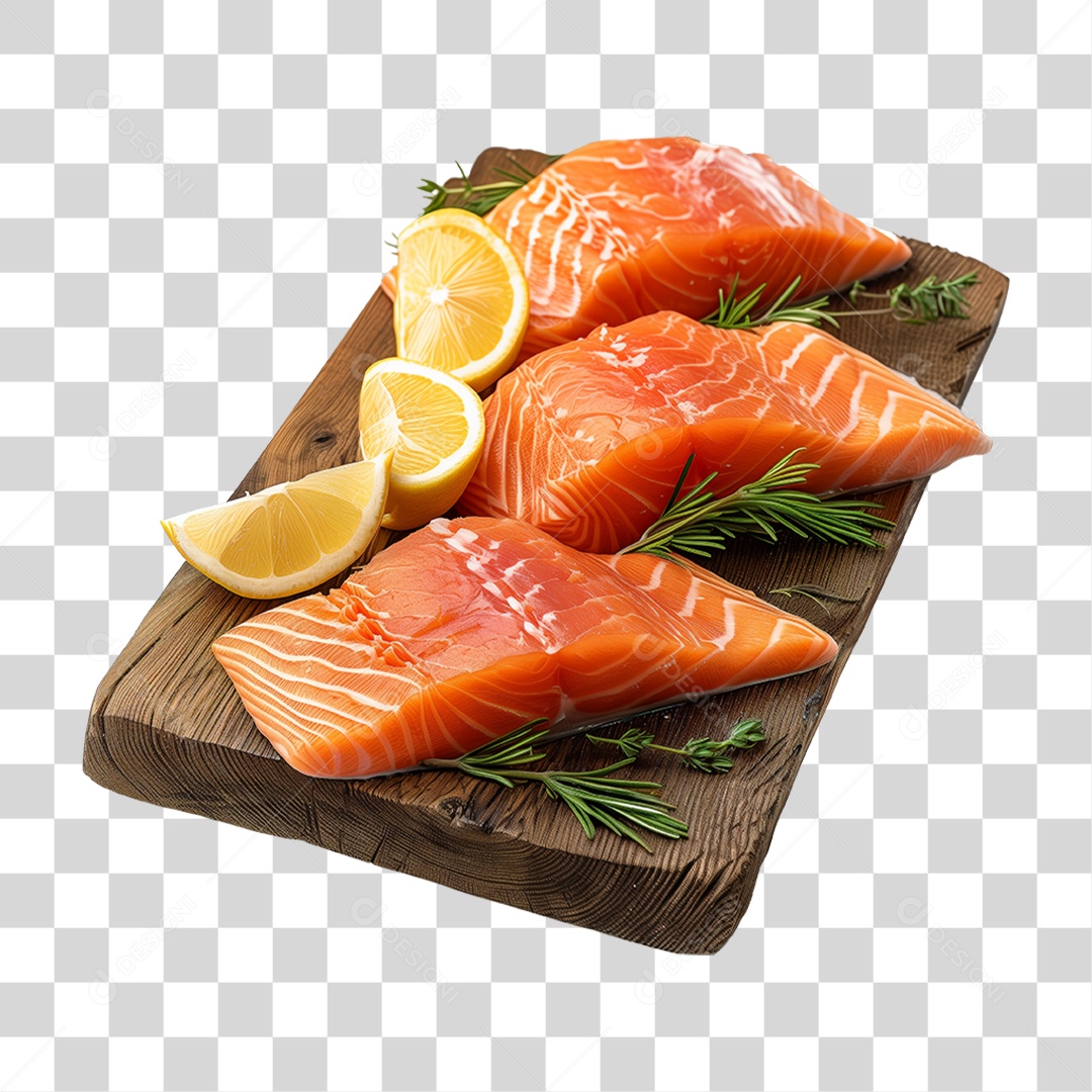 Salmão Tábua Madeira Sushi PNG Transparente