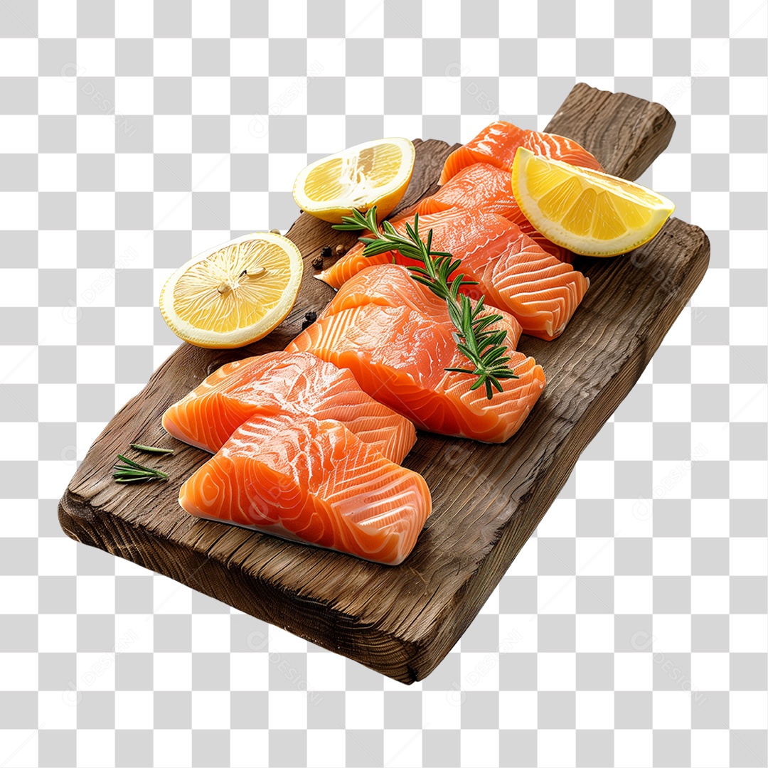 Salmão Tábua Madeira Sushi PNG Transparente