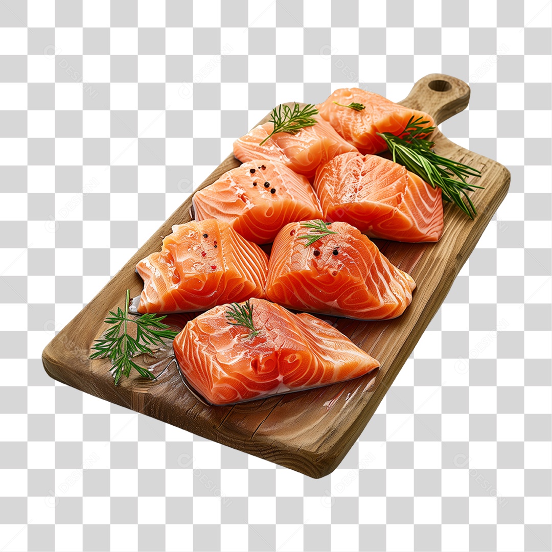 Salmão Tábua Madeira Sushi PNG Transparente