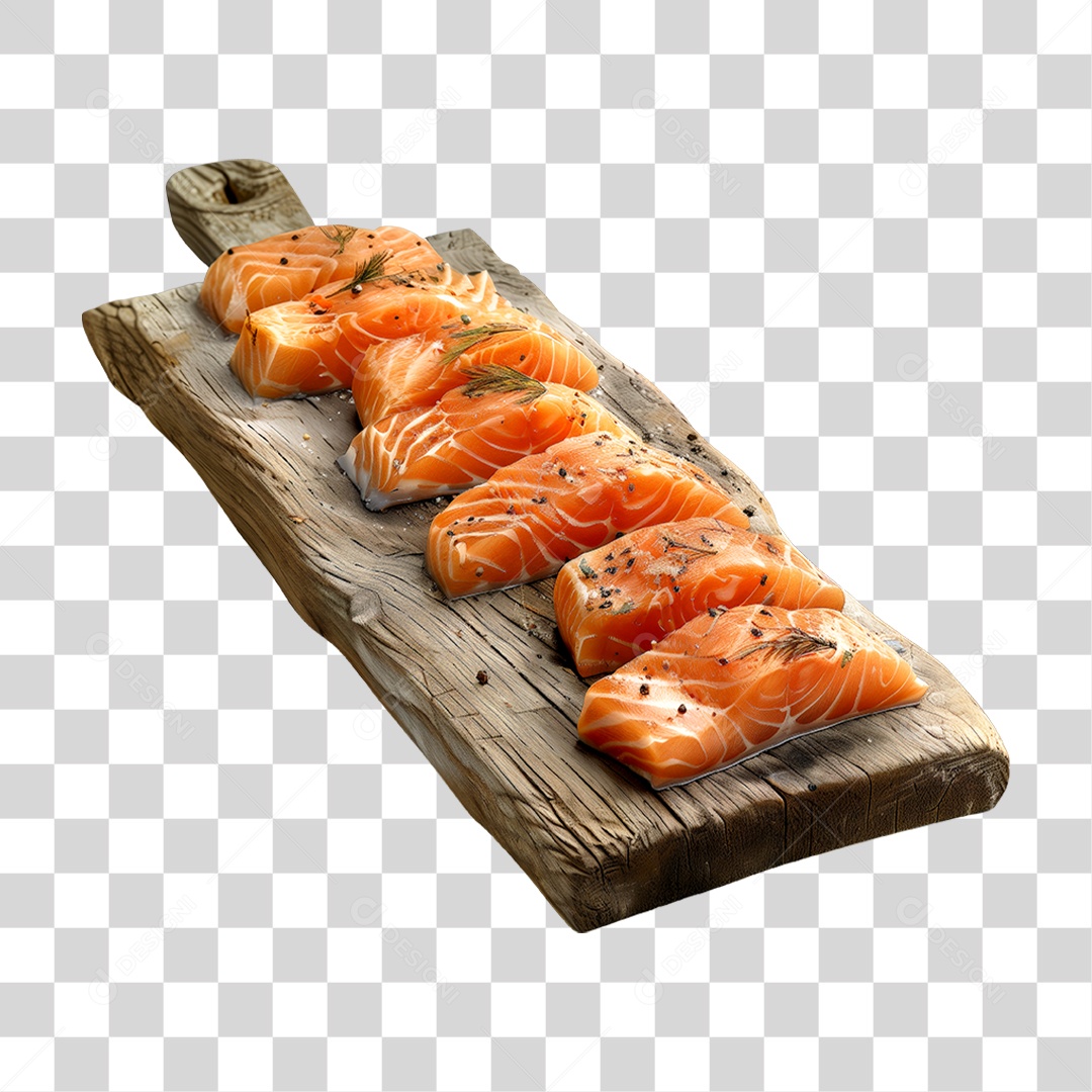 Salmão Tábua Madeira Sushi PNG Transparente