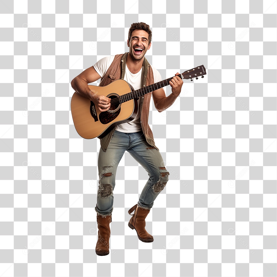Homem com Violão Fazenda PNG Transparente