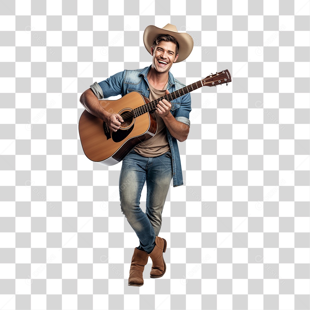 Homem com Violão Fazenda PNG Transparente