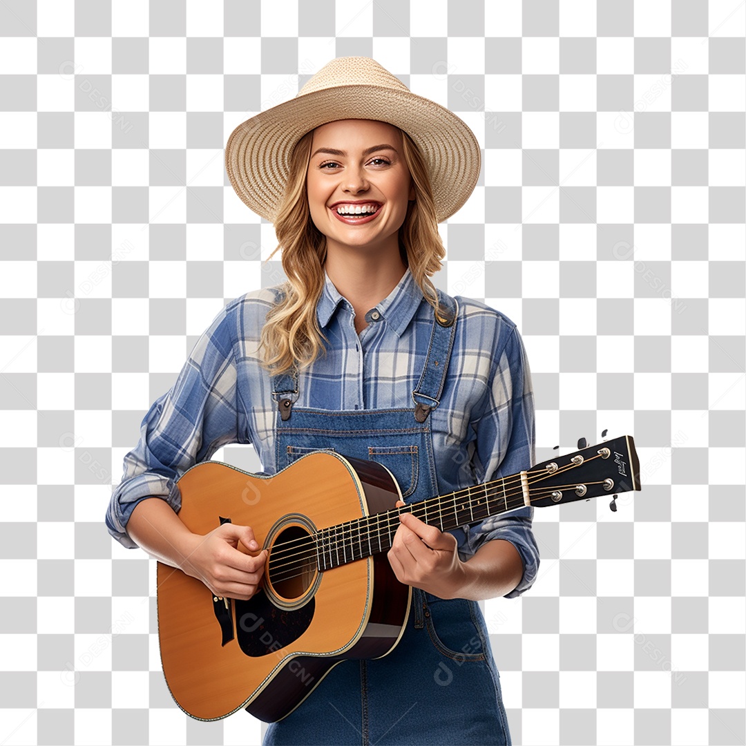 Mulher com Violão Fazenda PNG Transparente