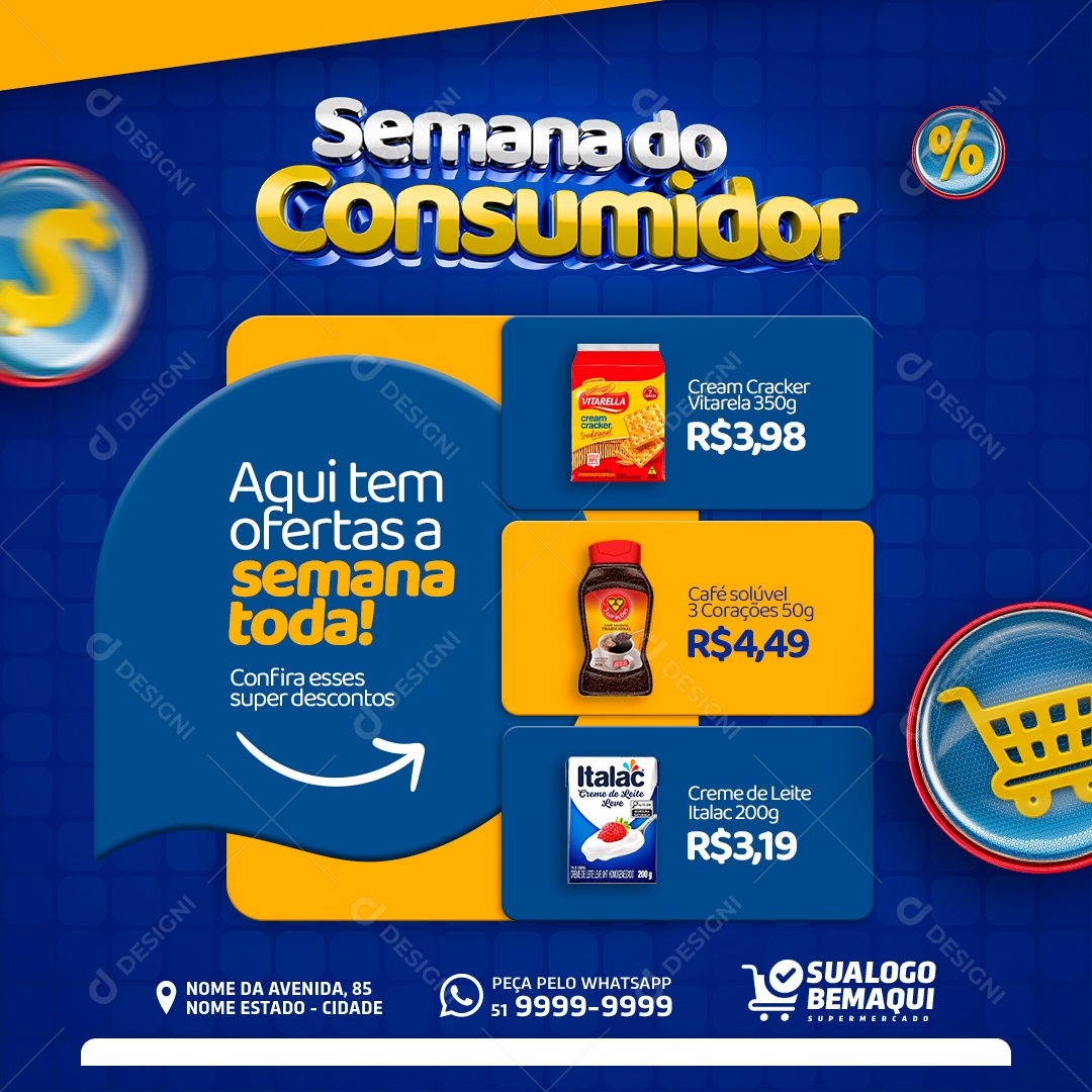 Semana do Consumidor Aqui tem Ofertas Confira esse Super Desconto Social Media PSD Editável