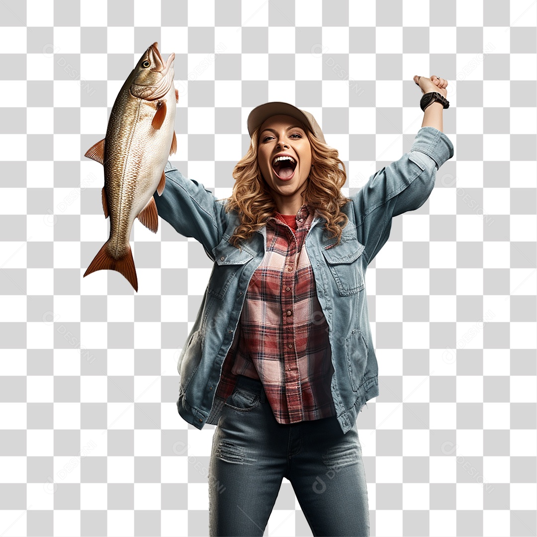 Mulher Fazenda Pescadora Peixe PNG Transparente