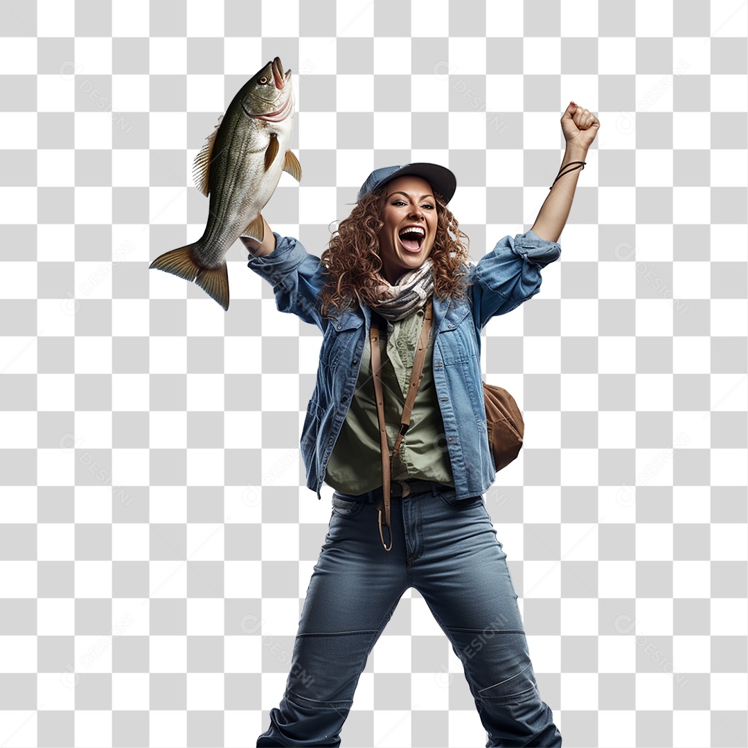 Mulher Fazenda Pescadora Peixe PNG Transparente