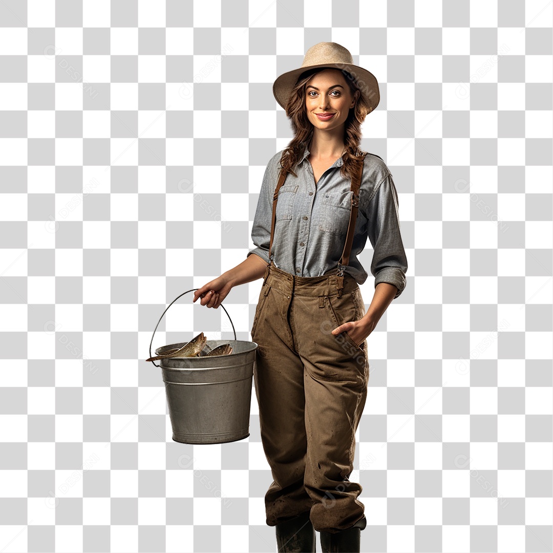 Mulher Fazenda Pescadora Peixe PNG Transparente