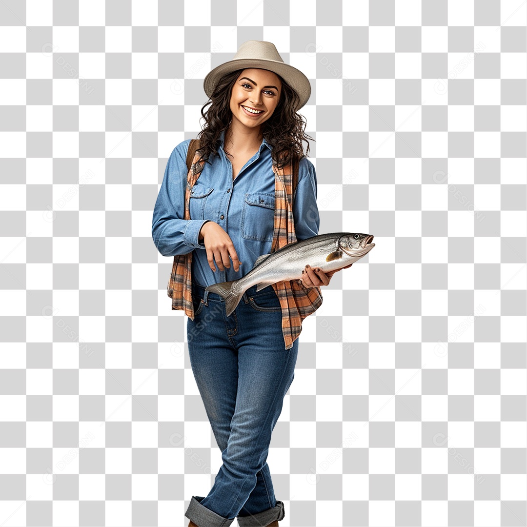 Mulher Fazenda Pescadora Peixe PNG Transparente