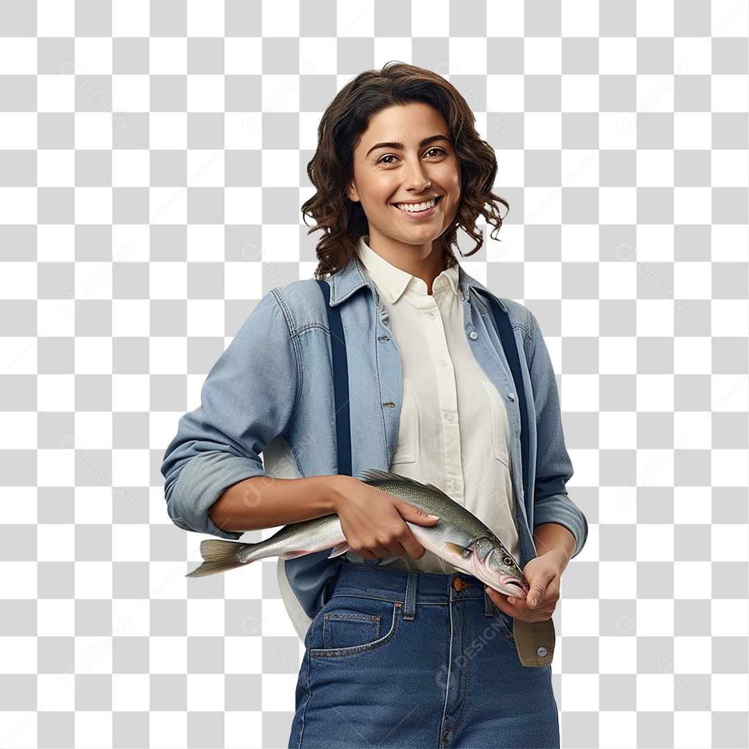Mulher Fazenda Pescadora Peixe PNG Transparente