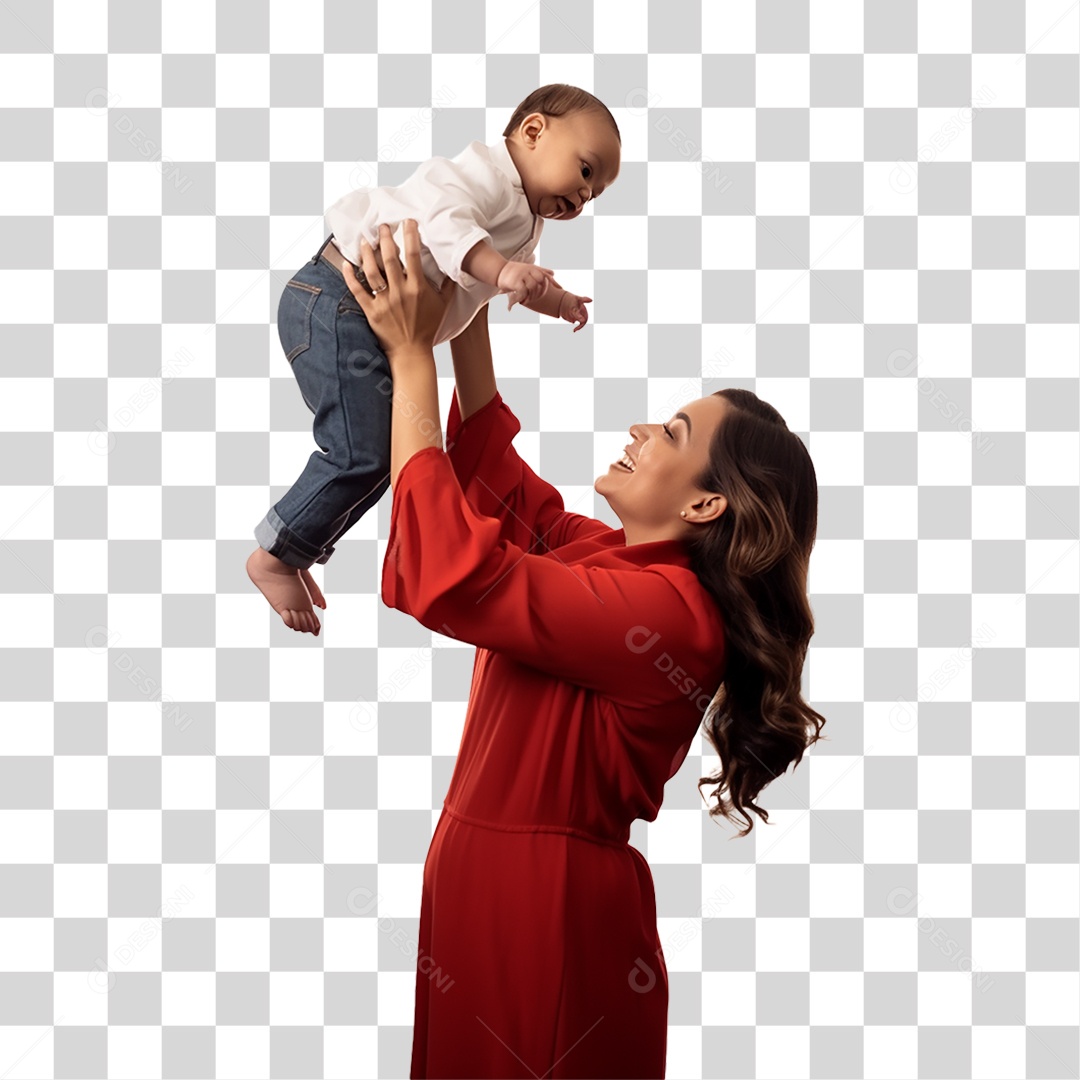 Mãe Segurando Criança nos Braços PNG Transparente