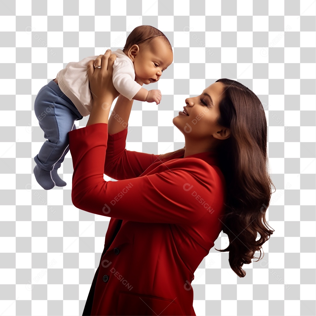 Mãe Segurando Criança nos Braços PNG Transparente