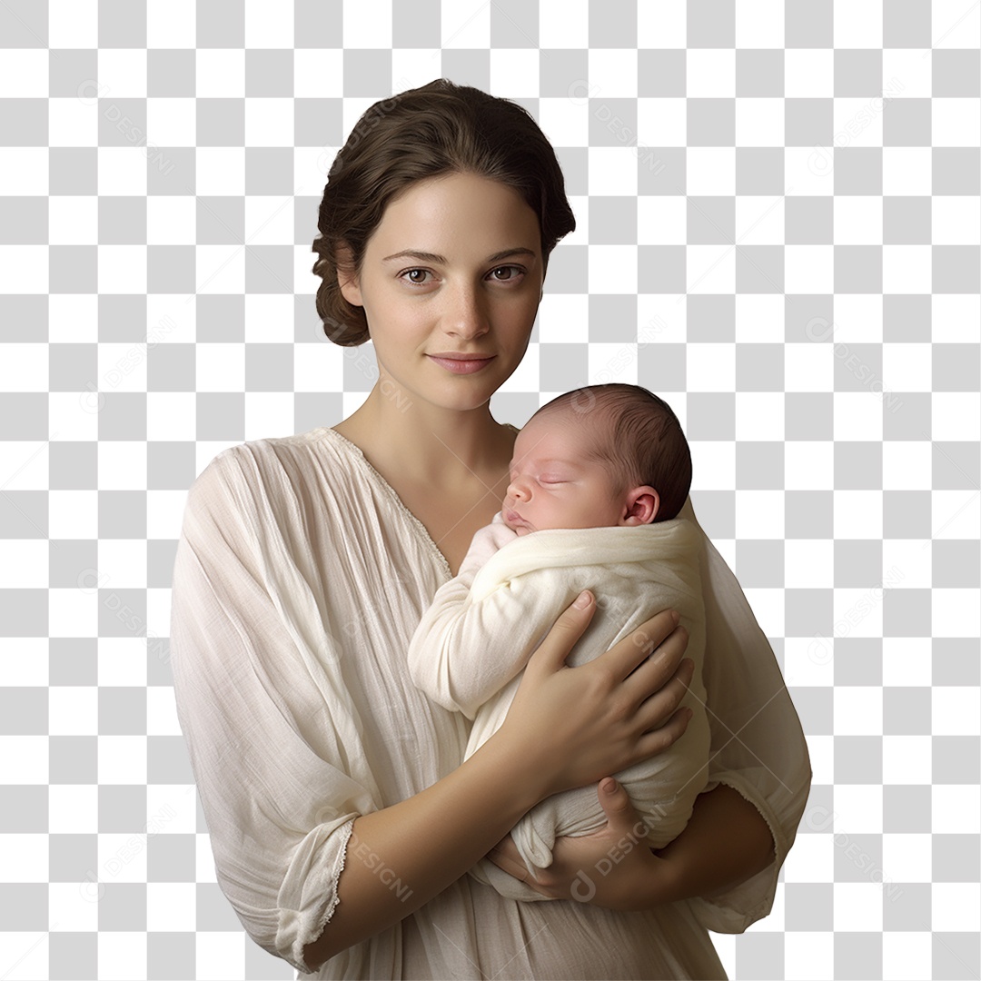 Mãe Segurando Criança nos Braços PNG Transparente