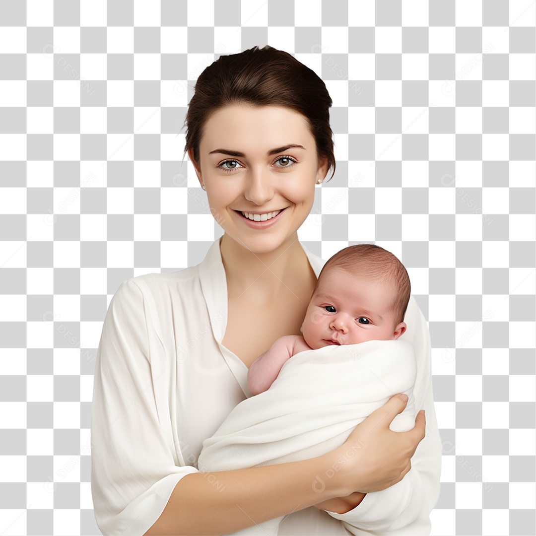 Mãe Segurando Criança nos Braços PNG Transparente