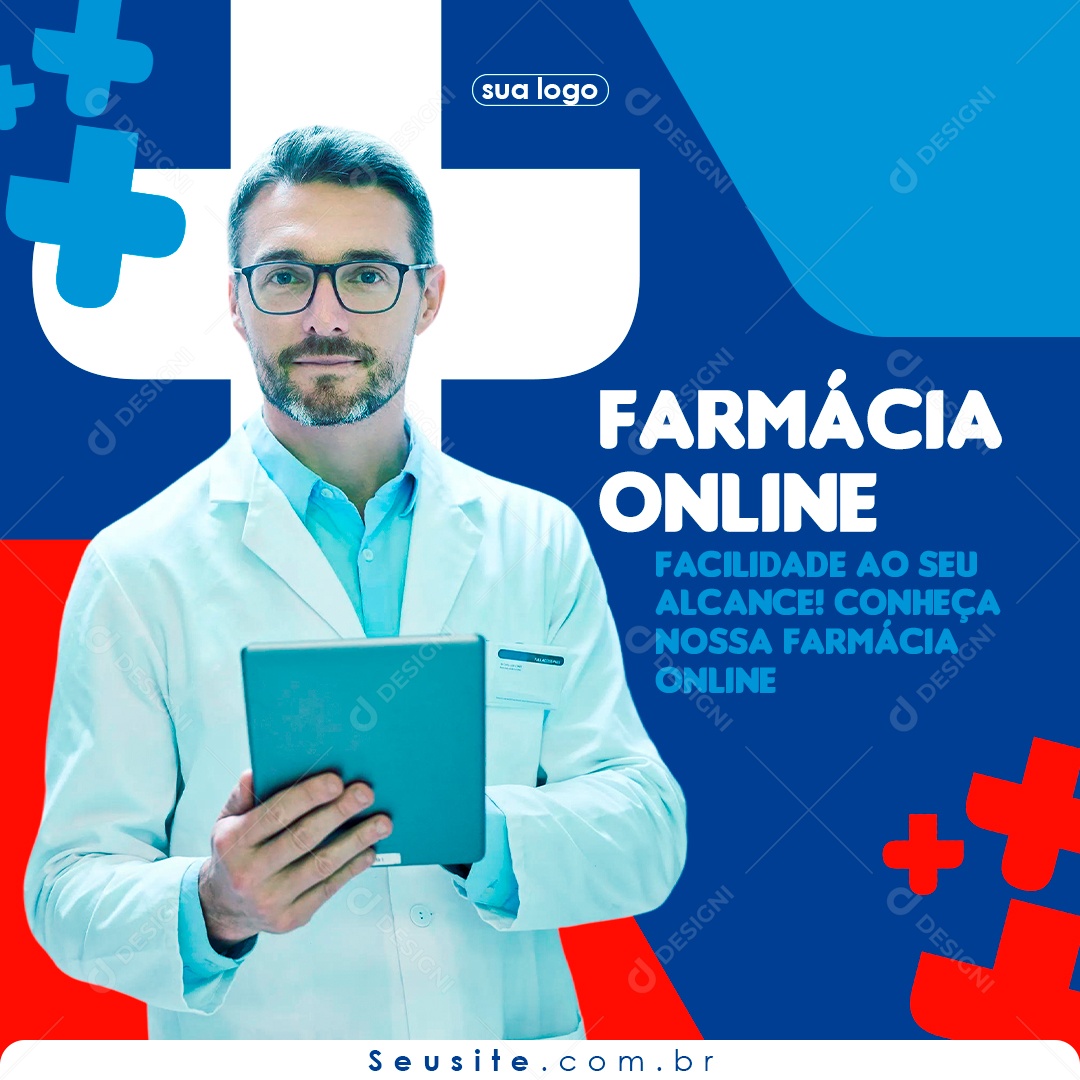 Farmácia Online Facilidade ao seu Alcance Social Media PSD Editável