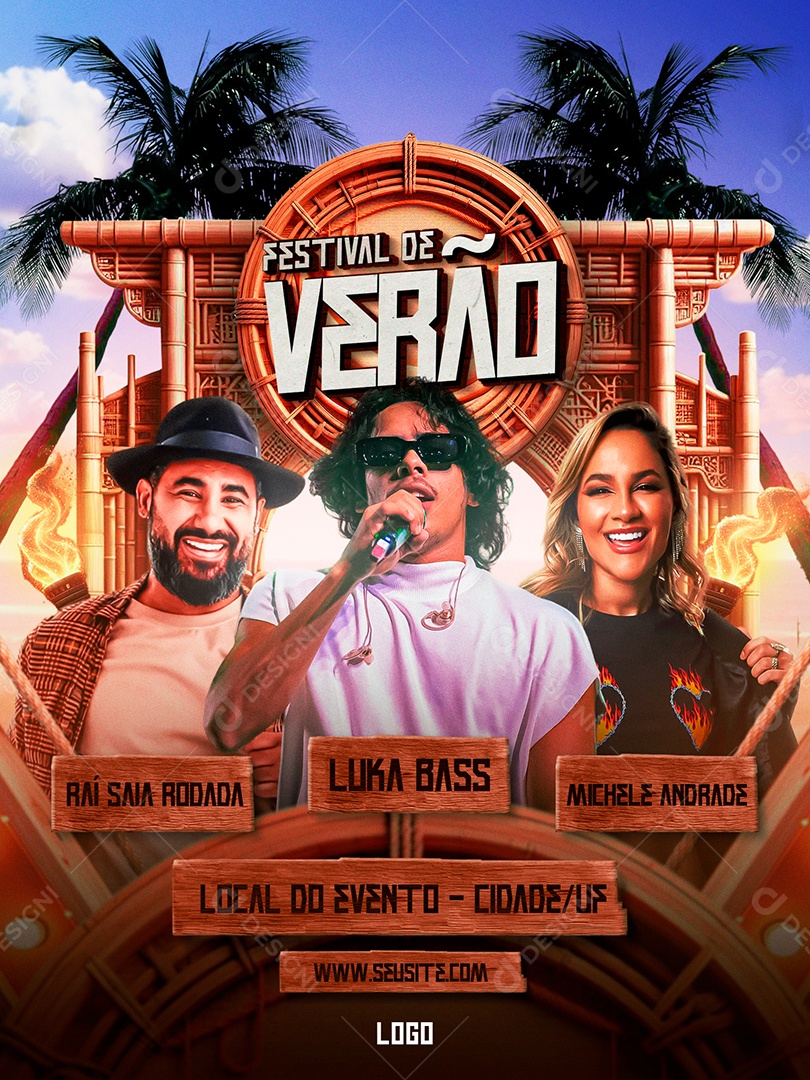 Social Media Flyer Festival de Verão Raía Saia Rodada Luka Bass PSD Editável