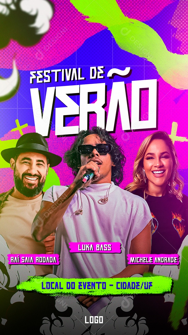 Story Flyer Festival de Verão Raía Saia Rodada Luka Bass Social Media PSD Editável