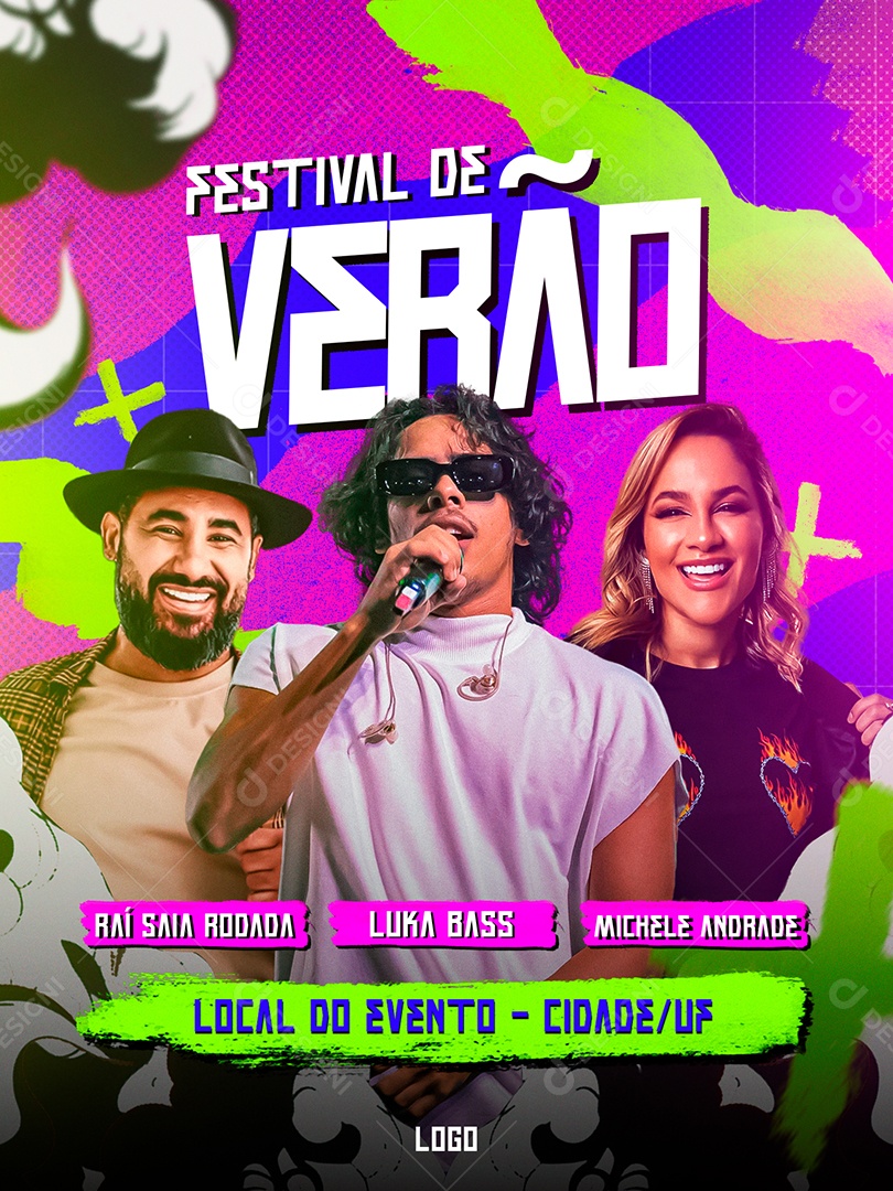 Flyer Festival de Verão Raía Saia Rodada Luka Bass Social Media PSD Editável