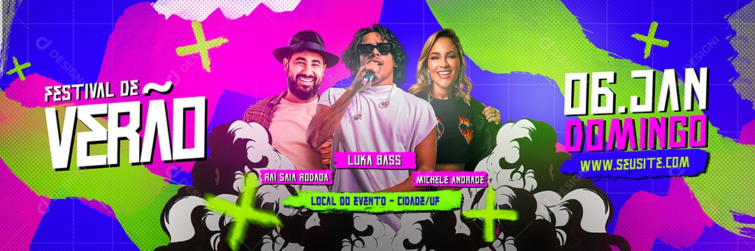 Carrossel Flyer Festival de Verão Raía Saia Rodada Luka Bass Social Media PSD Editável