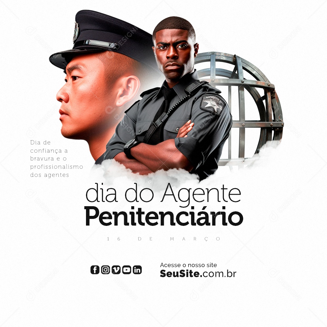 Social Media Dia do Agente Penitenciário 16 de Março bravura PSD Editável
