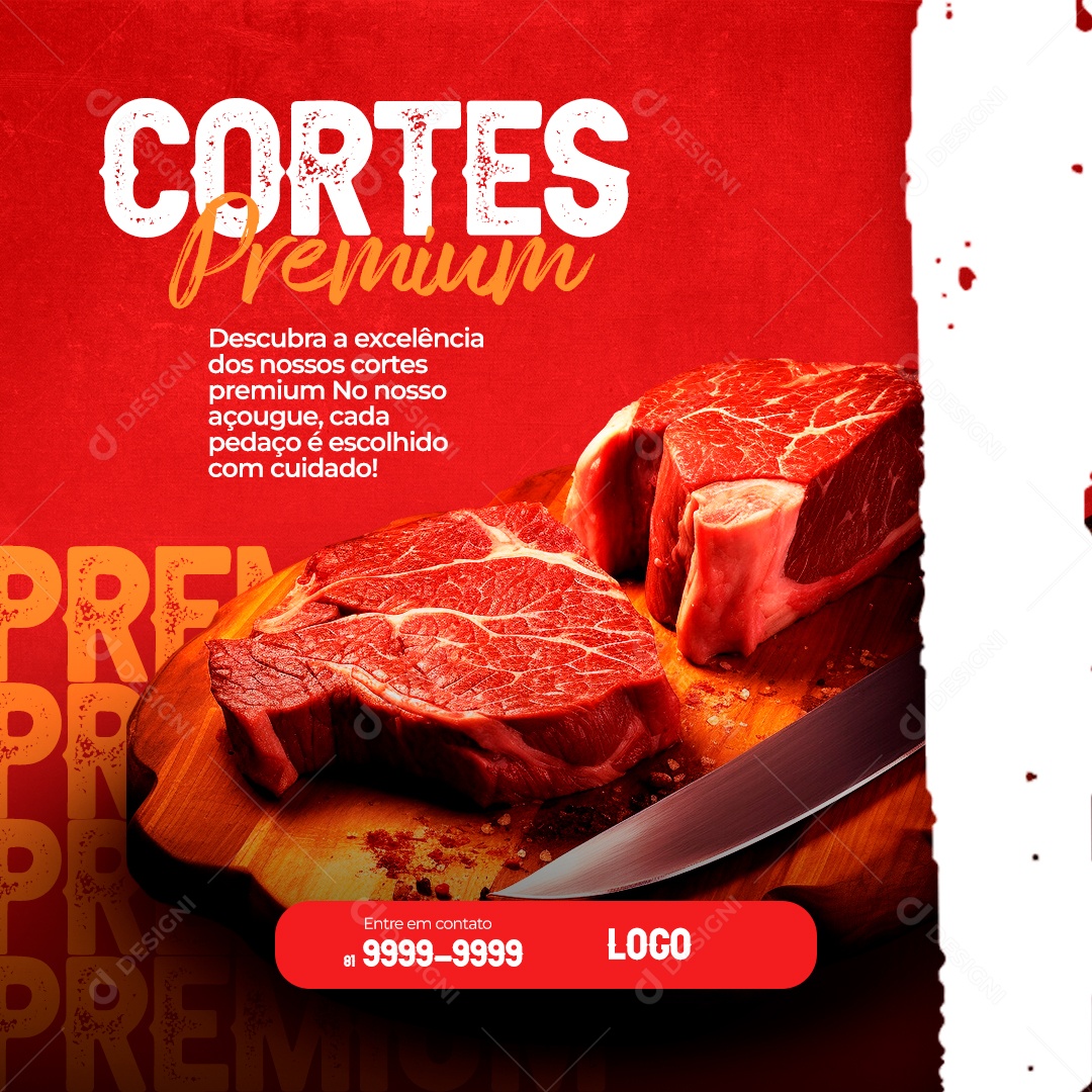 Cortes Premium Descubra a Excelência Social Media PSD Editável