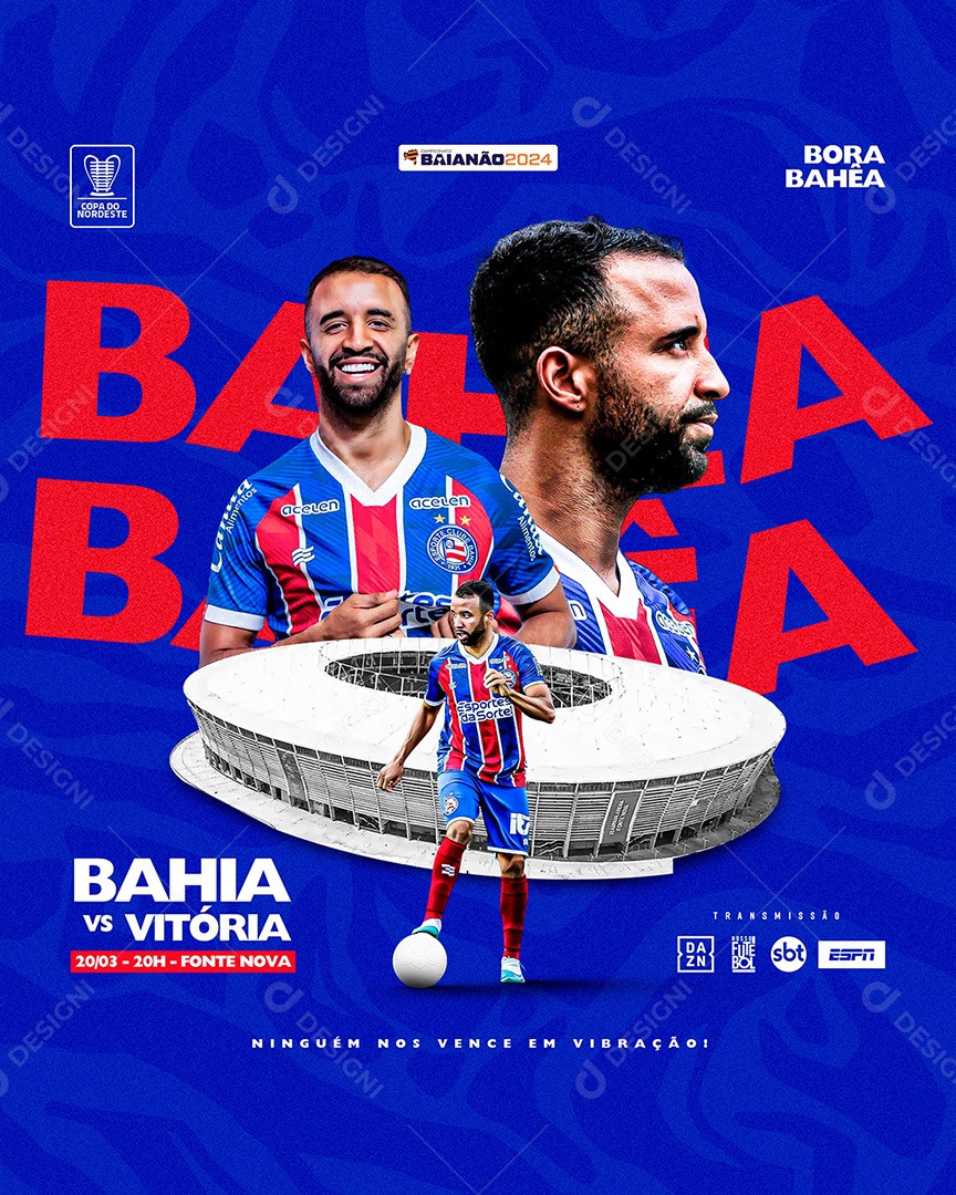 Flyer Futebol Bahia vs Vitória Campeonato Baianão 2024 Social Media PSD Editável