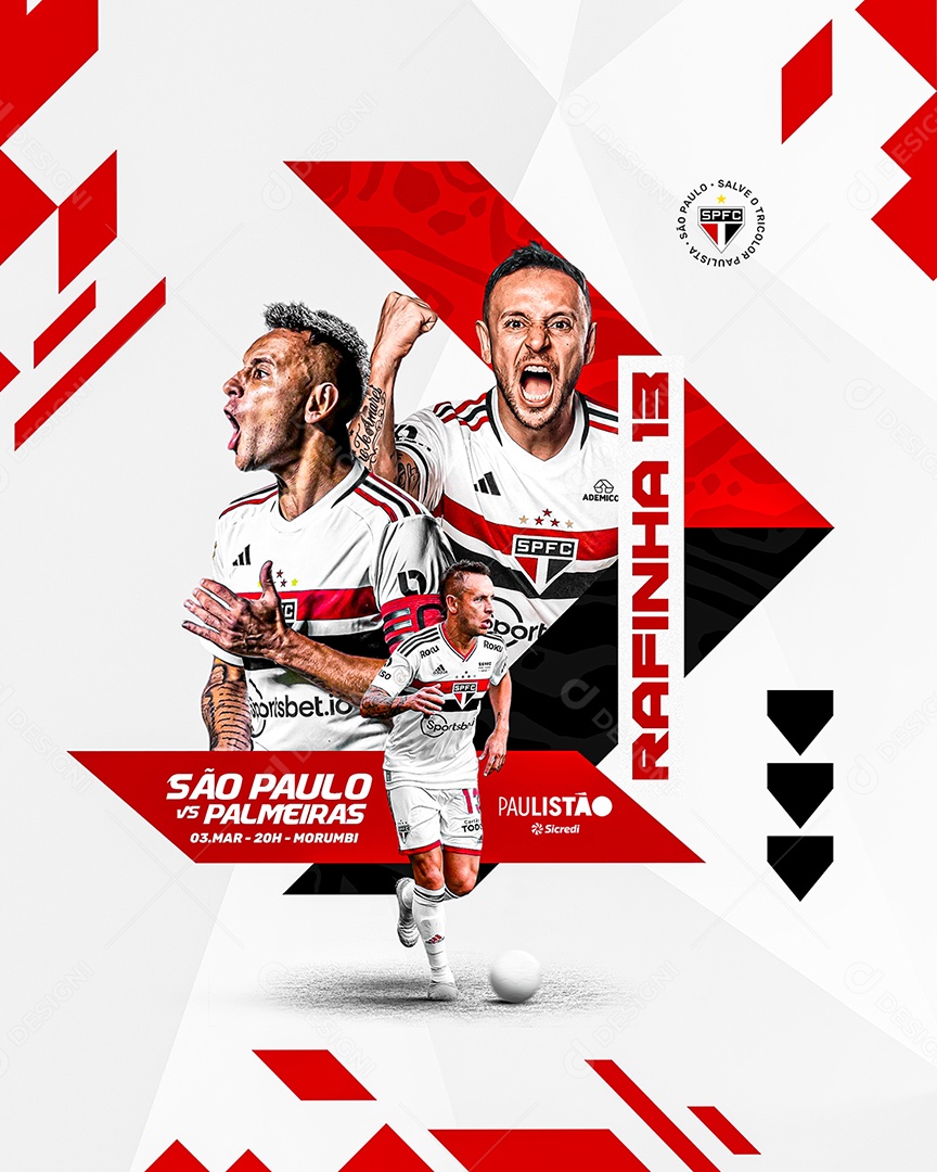 Flyer Futebol São Paulo vs Palmeiras Paulistão Social Media PSD Editável