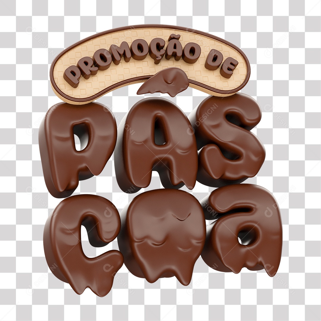 Promoção de Páscoa Selo 3D Chocolate para Composição PNG Transparente