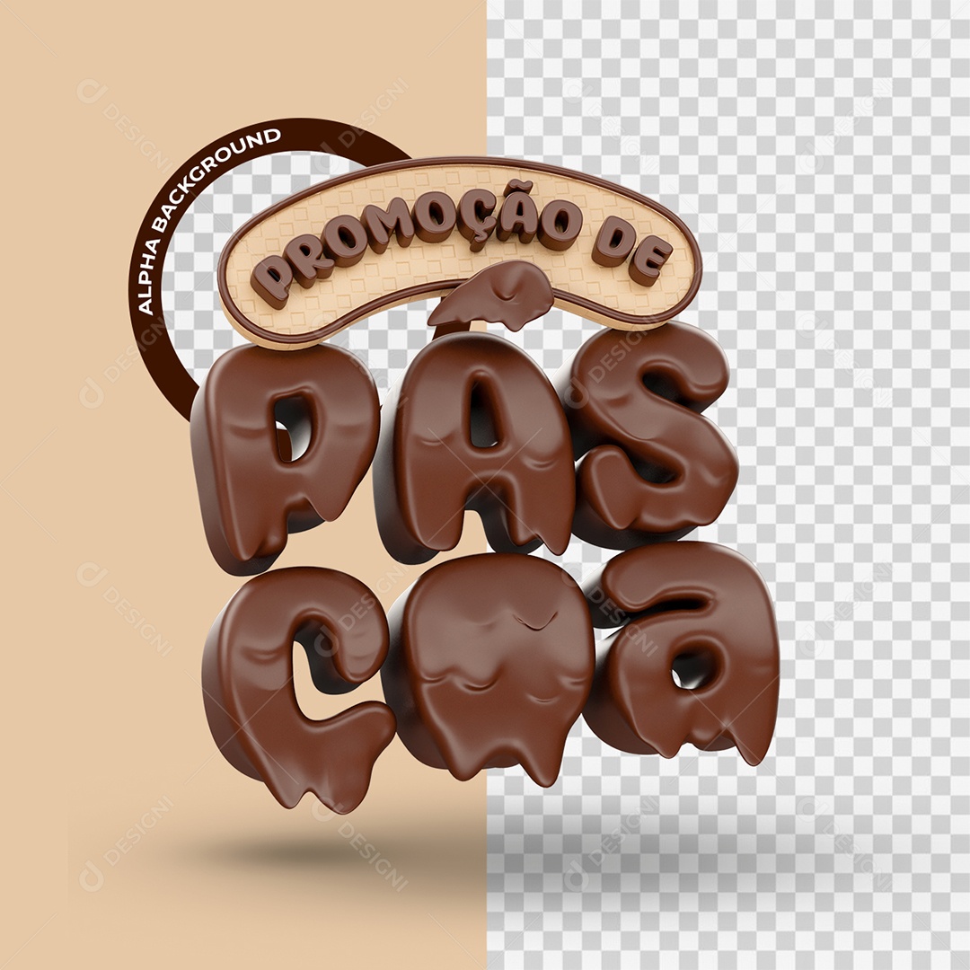 Promoção de Páscoa Selo 3D Chocolate para Composição PSD