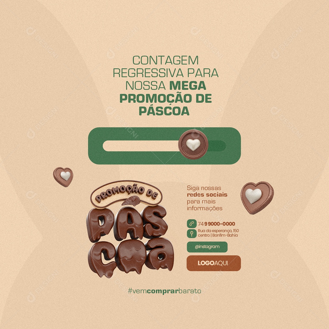Promoção de Páscoa Supermercado Contagem regressiva Social Media PSD Editável