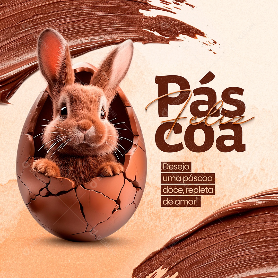 Páscoa 31 de Março Desejo Doce Repleta de Amor Social Media PSD Editável