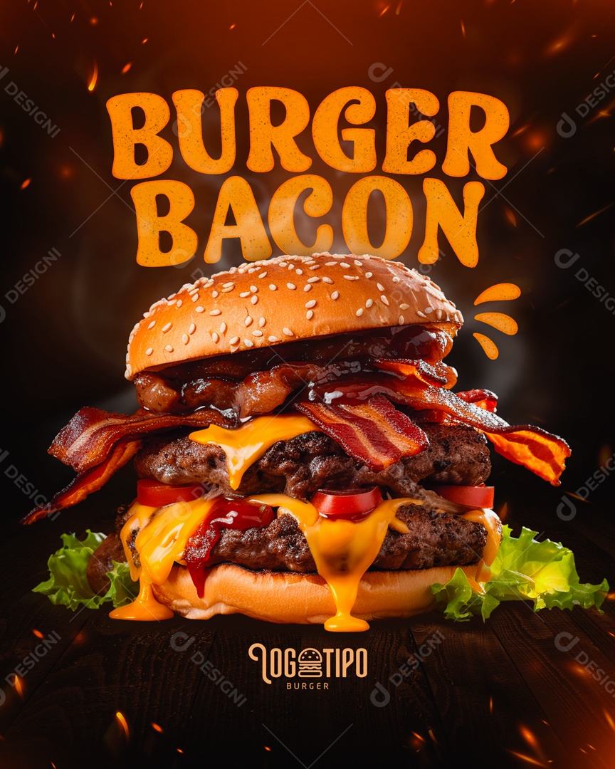 Burger Bacon Social Media PSD Editável