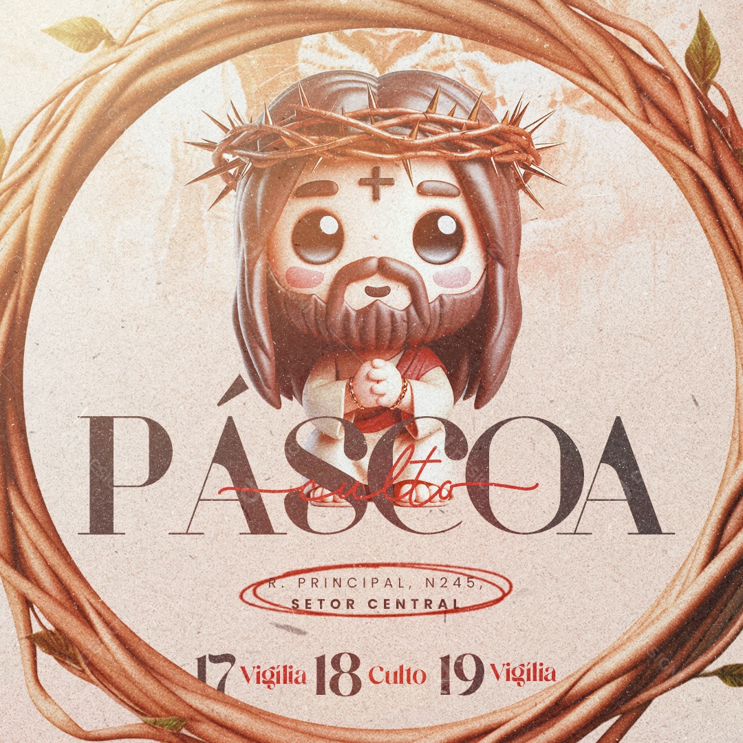 Gospel Culto Páscoa Vigília Social Media PSD Editável
