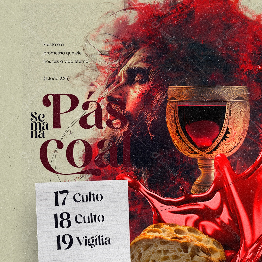 Gospel Semana Páscoa Culto Vigília Social Media PSD Editável