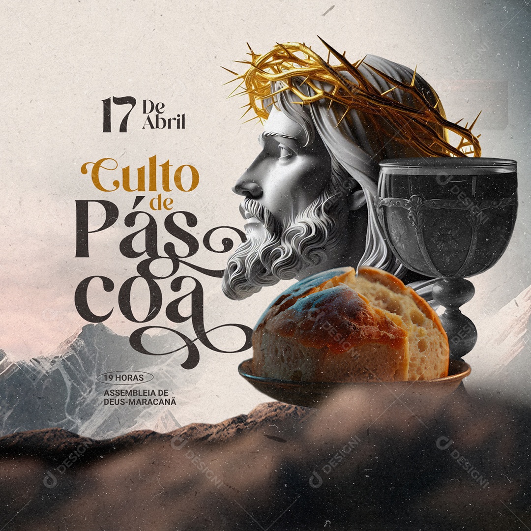 Gospel Culto de Páscoa Assembleia de Deus Maracanã Social Media PSD Editável