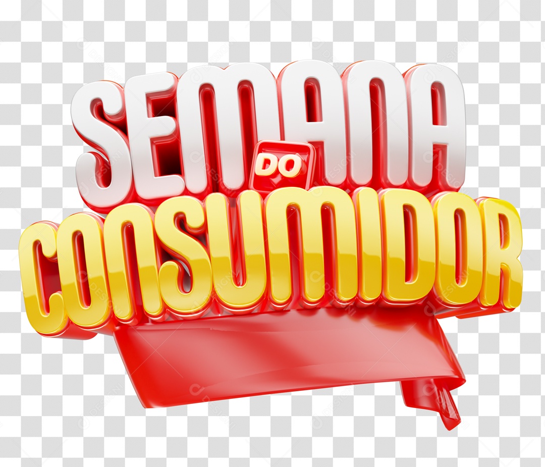 Semana do Consumidor Selo 3D Branco Vermelho para Composição PSD