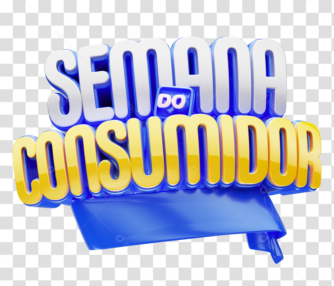 Semana do Consumidor Selo 3D Branco Azul para Composição PSD