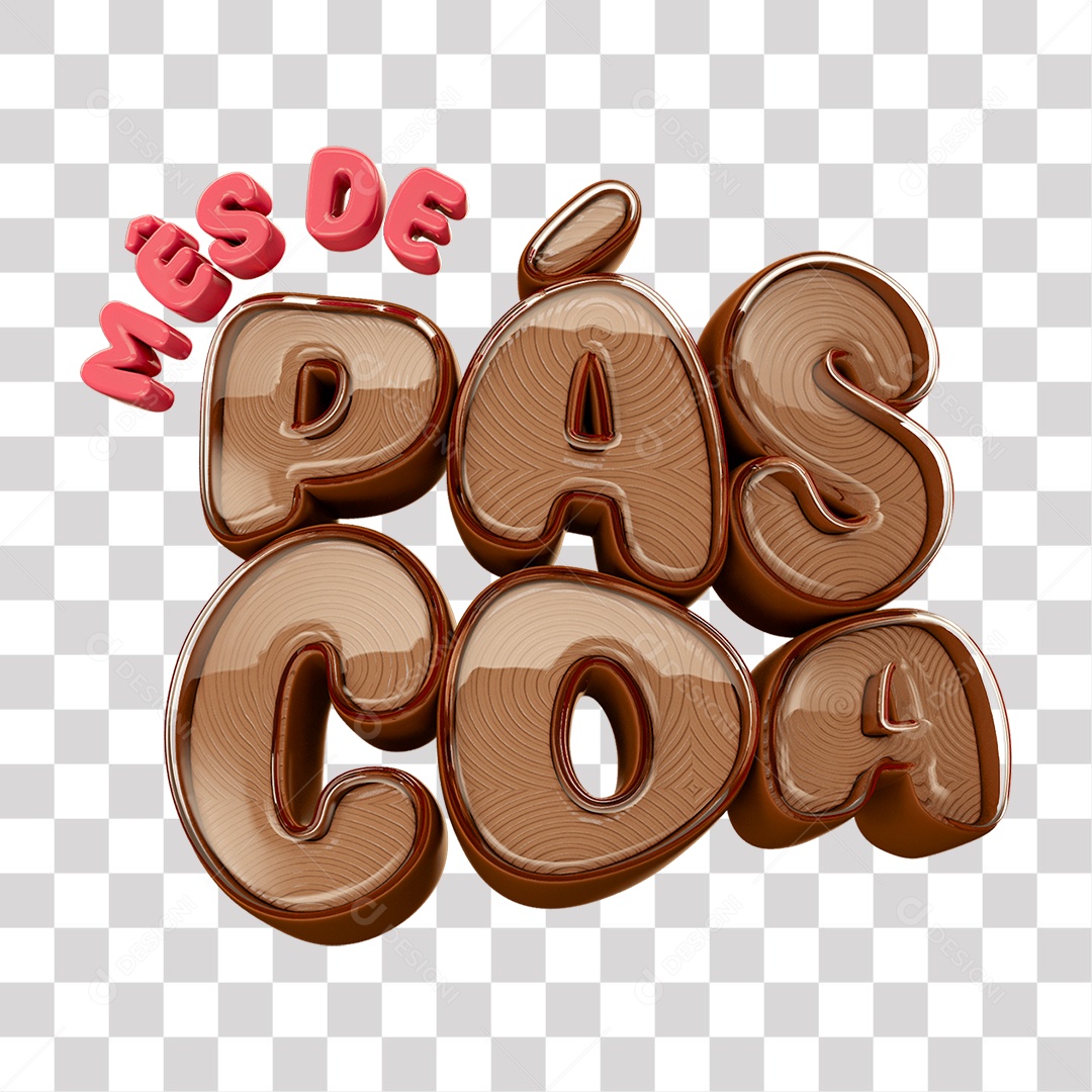 Mês de Páscoa Selo 3D Vermelho e Marrom para Composição PNG Transparente