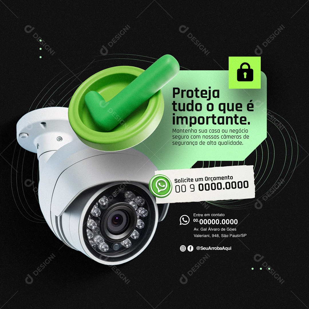 Social Media Câmera de Segurança Proteja tudo o que é importante PSD Editável