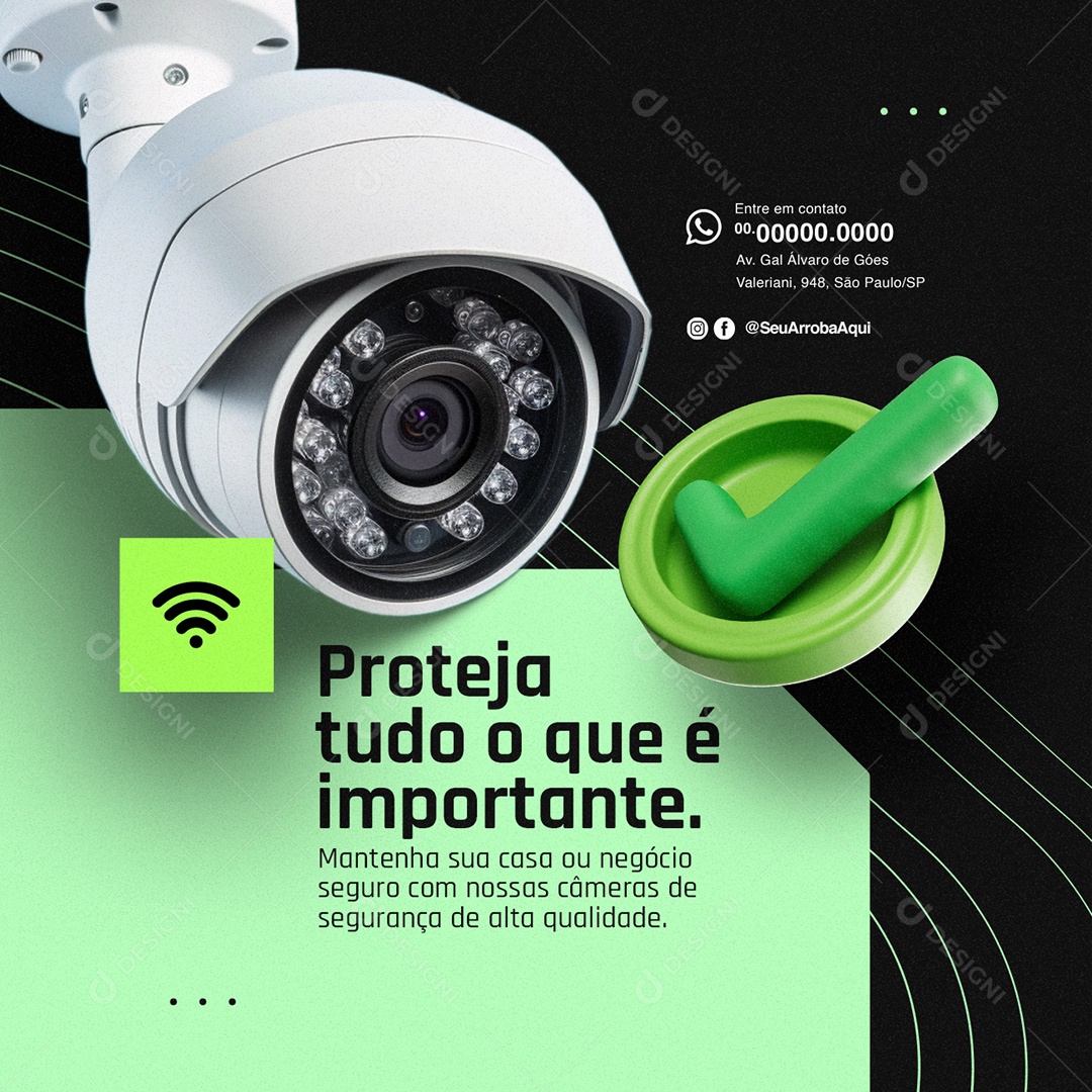 Câmera de Segurança Proteja tudo o que é importante Social Media PSD Editável