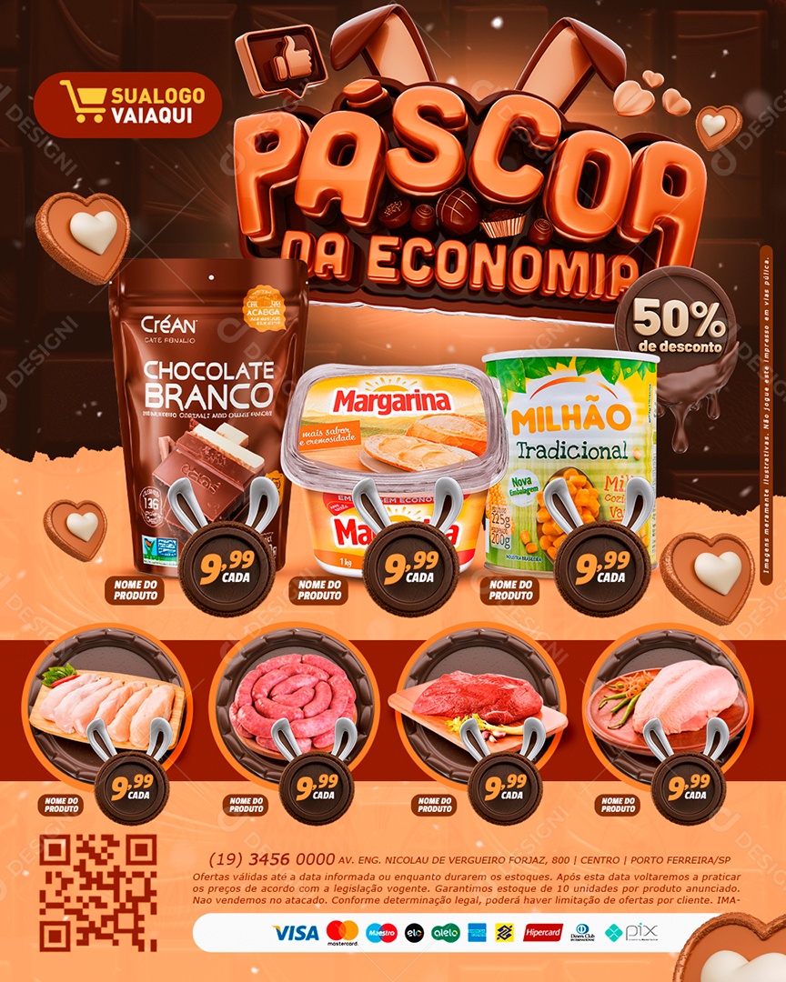 Tabloide Páscoa da Economia produtos carnes Social Media PSD Editável